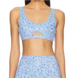 NWOT Beach Riot Floral Sports Bra in Light Blue
